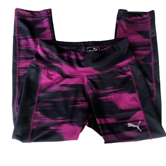 Puma Blur Cropped Black & Fuchsia Legging Medium - Picture 1 of 5